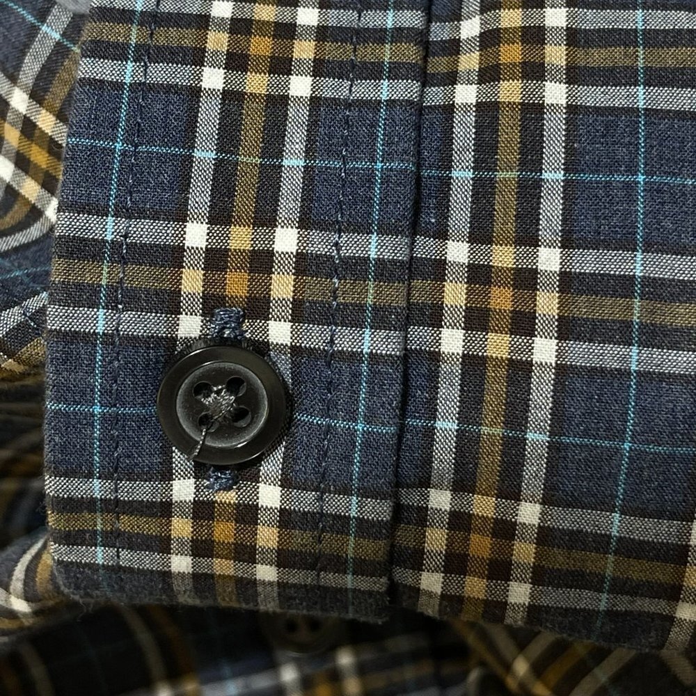 Banana Republic Men's Button Front Shirt Blue Plaid Long Sleeve Size L Large - Picture 4 of 5